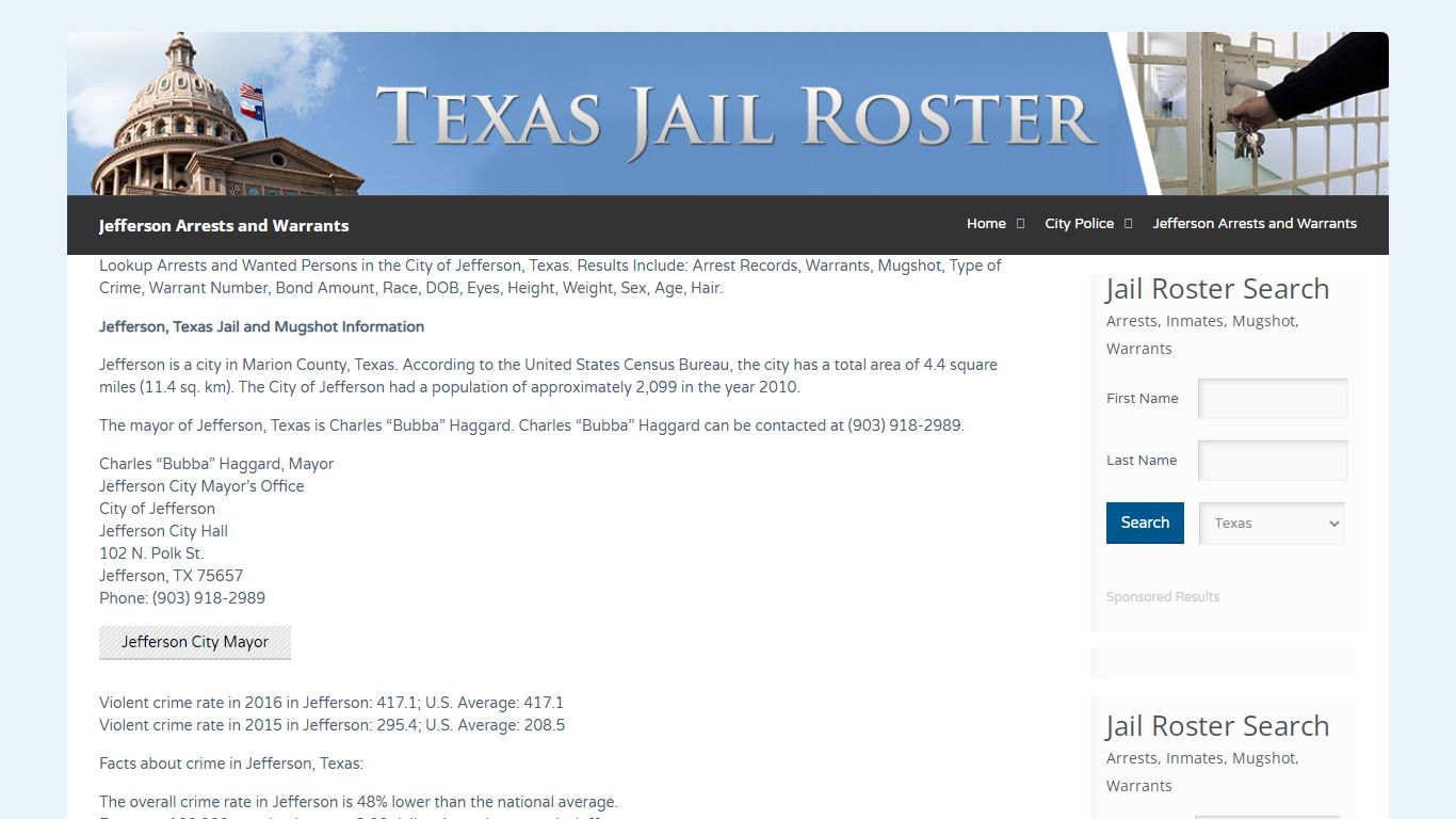 Jefferson Arrests and Warrants | Jail Roster Search