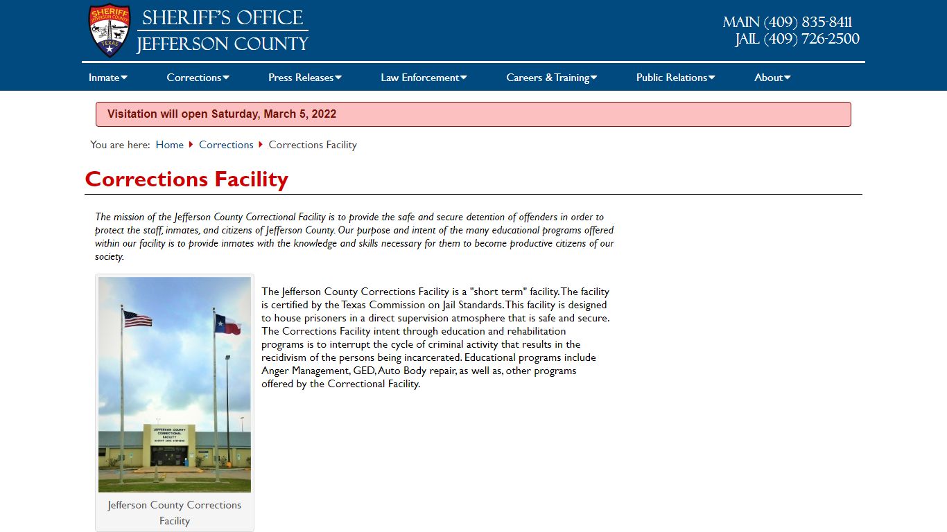 Corrections Facility - Jefferson County, TX Sheriff's Office